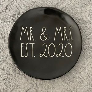 Mr & Mrs black Rae Dunn plate est 2020